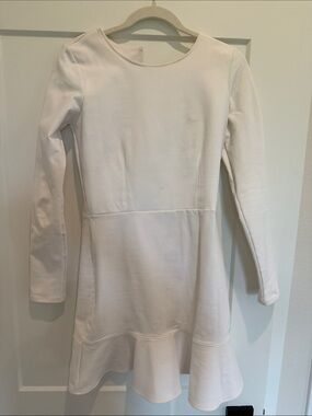 White Long-Sleeve Fit-and-Flare Dress